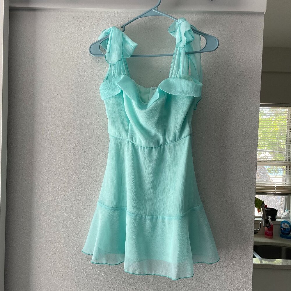 Lucy in the Sky Aqua Shimmer Mini Dress